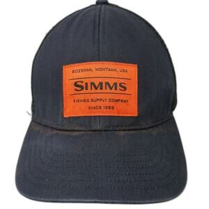 Simms Trucker Hat Blue Orange One Size Snapback Mesh Fishing Supply Patch